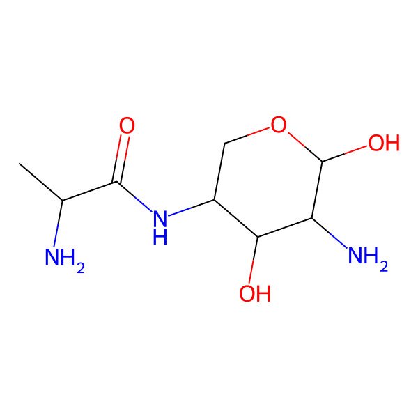 2D Structure of L-Arabinose, 2-amino-4-((2-amino-1-oxopropyl)amino)-2,4-dideoxy-, (R)-