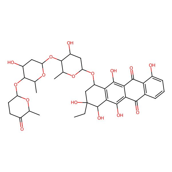 2D Structure of L-cinerulose-2-deoxy-L-fucose-2-deoxy-L-fucose-beta-rhodomycinone