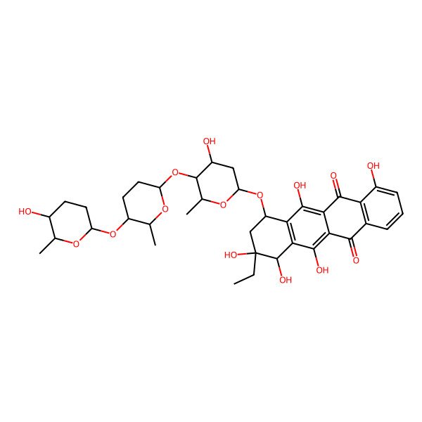 2D Structure of L-rhodinose-L-rhodinose-2-deoxy-L-fucose-beta-rhodomycinone