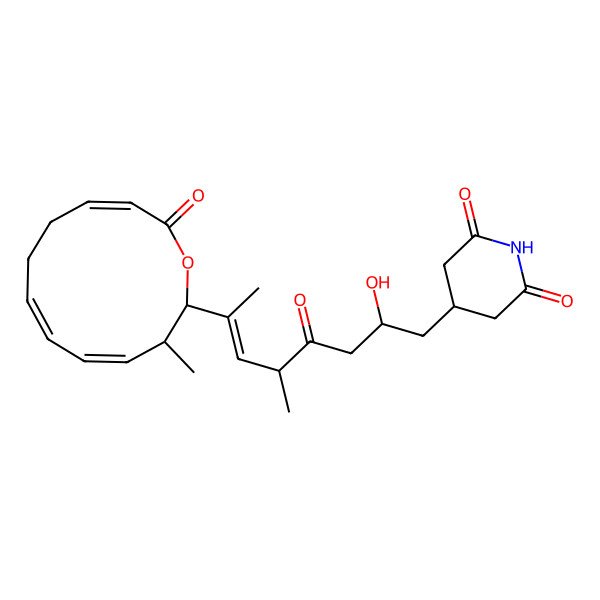 2D Structure of 4-[(E,2R,5S)-2-hydroxy-5-methyl-7-[(2R,3S,4Z,6E,10E)-3-methyl-12-oxo-1-oxacyclododeca-4,6,10-trien-2-yl]-4-oxooct-6-enyl]piperidine-2,6-dione