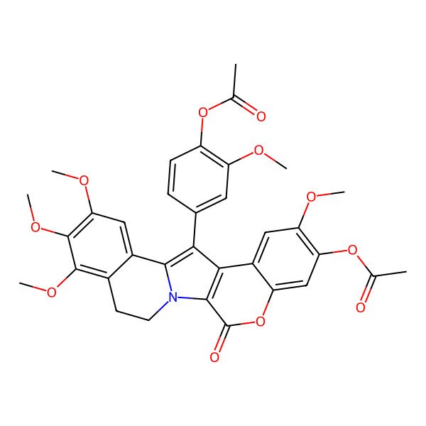 2D Structure of [4-(7-Acetyloxy-8,16,17,18-tetramethoxy-3-oxo-4-oxa-1-azapentacyclo[11.8.0.02,11.05,10.014,19]henicosa-2(11),5,7,9,12,14,16,18-octaen-12-yl)-2-methoxyphenyl] acetate