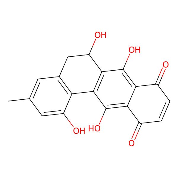 2D Structure of (6R)-1,6,7,12-tetrahydroxy-3-methyl-5,6-dihydrobenzo[a]anthracene-8,11-dione