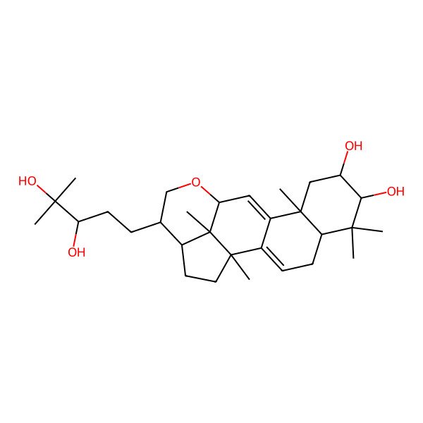 2D Structure of Lanosta-7,9(11)-diene-12beta,21alpha-epoxy-2alpha,3beta,24beta,25-tetraol