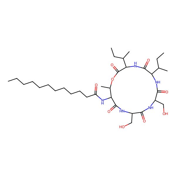 2D Structure of lauroyl-DL-xiThr(1)-DL-Ser-DL-Ser-DL-xiIle-DL-xiIle-(1)