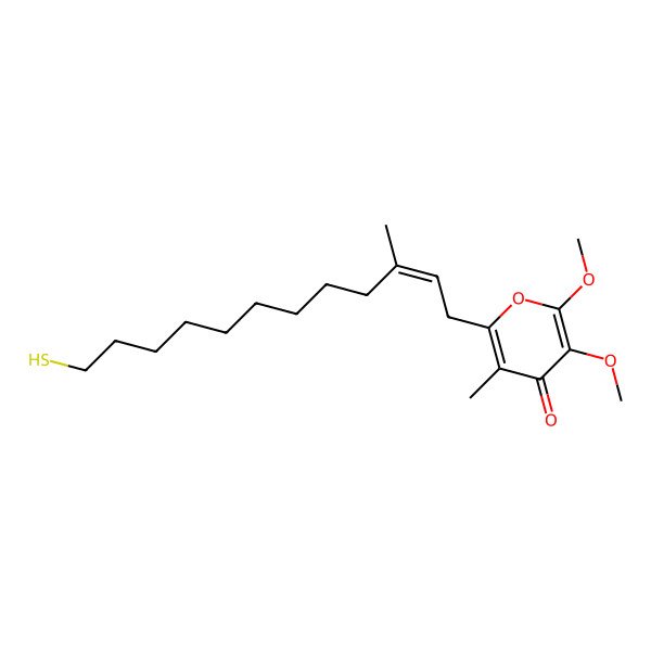 2D Structure of 2,3-dimethoxy-5-methyl-6-[(E)-3-methyl-12-sulfanyldodec-2-enyl]pyran-4-one