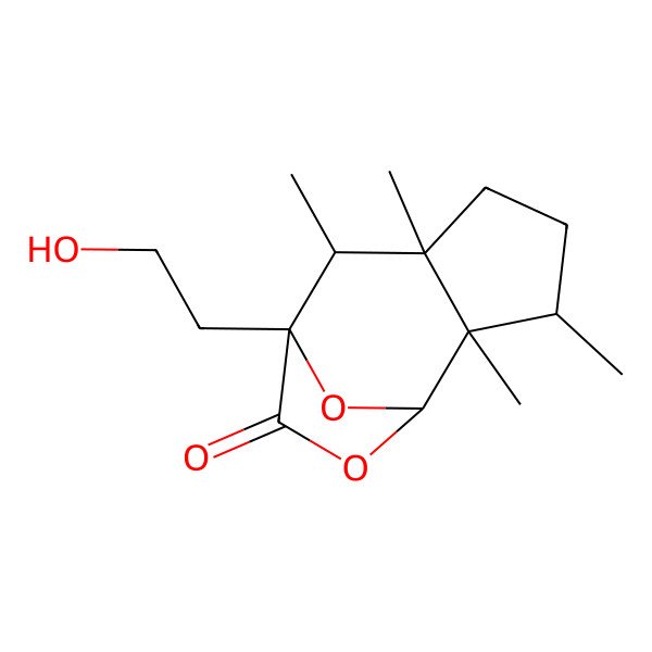 2D Structure of (1R,2S,3R,6S,7S,8R)-8-(2-hydroxyethyl)-2,3,6,7-tetramethyl-10,11-dioxatricyclo[6.2.1.02,6]undecan-9-one