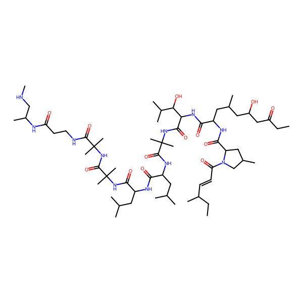 2D Structure of Leucinostatin A, 9-(N-(1-methyl-2-(methylamino)ethyl)-beta-alaninamide)-, (9(S))-
