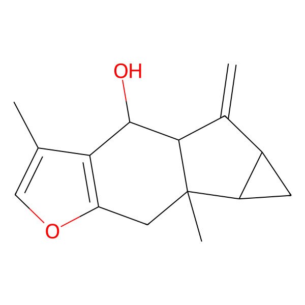 2D Structure of (1R,2R,9S,10R,12S)-4,9-dimethyl-13-methylidene-6-oxatetracyclo[7.4.0.03,7.010,12]trideca-3(7),4-dien-2-ol