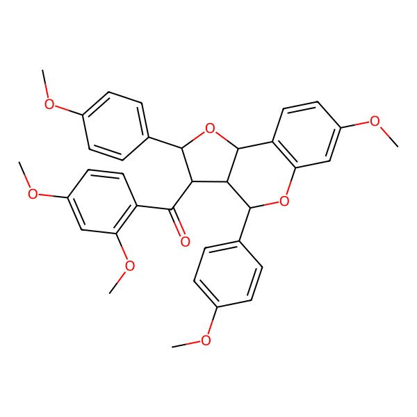 2D Structure of [(2S,3S,3aS,4S,9bR)-7-methoxy-2,4-bis(4-methoxyphenyl)-3,3a,4,9b-tetrahydro-2H-furo[3,2-c]chromen-3-yl]-(2,4-dimethoxyphenyl)methanone