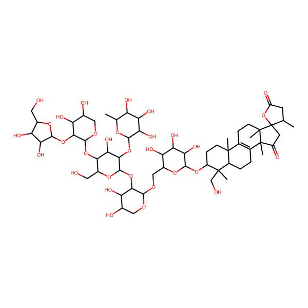 2D Structure of (3S,4S,4'R,5R,10S,13S,14S,17S)-3-[(2R,3R,4S,5S,6R)-6-[[(2S,3R,4S,5S)-3-[(2S,3R,4S,5S,6R)-5-[(2S,3R,4S,5S)-3-[(2S,3R,4R,5S)-3,4-dihydroxy-5-(hydroxymethyl)oxolan-2-yl]oxy-4,5-dihydroxyoxan-2-yl]oxy-4-hydroxy-6-(hydroxymethyl)-3-[(2S,3R,4R,5R,6S)-3,4,5-trihydroxy-6-methyloxan-2-yl]oxyoxan-2-yl]oxy-4,5-dihydroxyoxan-2-yl]oxymethyl]-3,4,5-trihydroxyoxan-2-yl]oxy-4-(hydroxymethyl)-4,4',10,13,14-pentamethylspiro[2,3,5,6,7,11,12,16-octahydro-1H-cyclopenta[a]phenanthrene-17,5'-oxolane]-2',15-dione