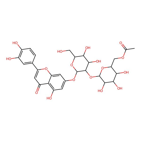 2D Structure of Luteolin 7-(6'''-acetylallosyl-(1->2)-glucoside)