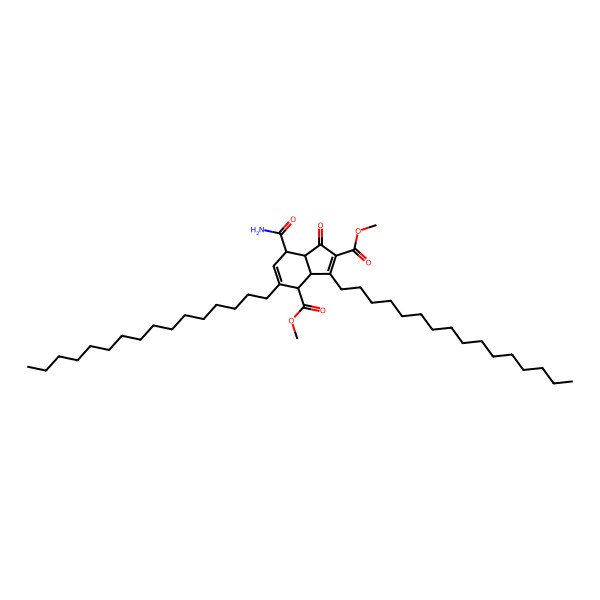 2D Structure of dimethyl (3aR,4S,7R,7aS)-7-carbamoyl-3,5-dihexadecyl-1-oxo-3a,4,7,7a-tetrahydroindene-2,4-dicarboxylate