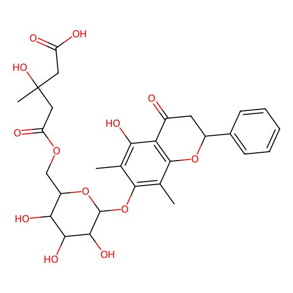 2D Structure of 5,7-Dihydroxy-6,8-di-C-methylflavanone 7-[6-(3-hydroxy-3-methylglutaryl)glucoside]