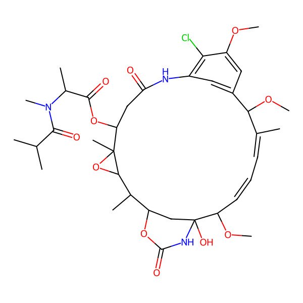 2D Structure of Maytansine, N2'-deacetyl-22-demethyl-15-methoxy-N2'-(2-methyl-1-oxopropyl)-