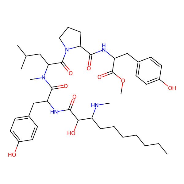 2D Structure of Me-bAla(2-OH,3-heptyl)-DL-Tyr-DL-N(Me)Leu-DL-Pro-DL-Tyr-OMe