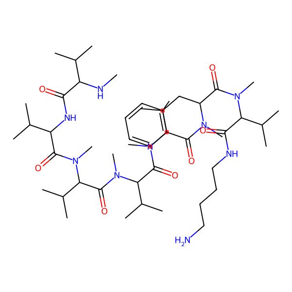 2D Structure of Me-DL-Val-DL-Val-DL-N(Me)Val-DL-N(Me)Val-DL-N(Me)Val-DL-N(Me)Phe-DL-N(Me)Val-NHBuNH2