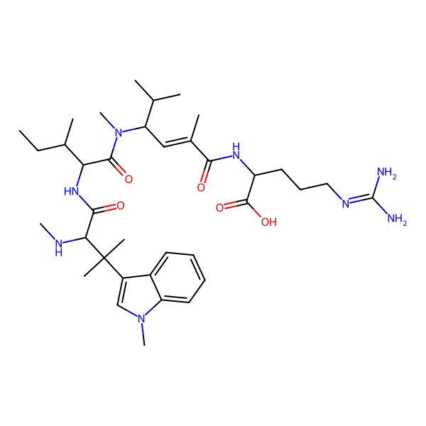 2D Structure of Me-Trp(b,b,1-TriMe)-aIle-Unk-Arg-OH