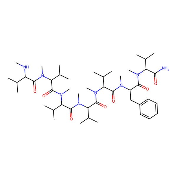 2D Structure of (2S)-N-[(2S)-1-[[(2S)-1-[[(2S)-1-[[(2S)-1-[[(2S)-1-[[(2S)-1-amino-3-methyl-1-oxobutan-2-yl]-methylamino]-1-oxo-3-phenylpropan-2-yl]-methylamino]-3-methyl-1-oxobutan-2-yl]-methylamino]-3-methyl-1-oxobutan-2-yl]-methylamino]-3-methyl-1-oxobutan-2-yl]-methylamino]-3-methyl-1-oxobutan-2-yl]-N,3-dimethyl-2-(methylamino)butanamide