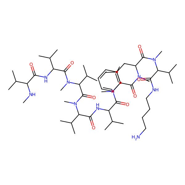 2D Structure of Me-Val-Val-N(Me)Val-N(Me)Val-Val-N(Me)Val-N(Me)Phe-N(Me)Val-NHBuNH2