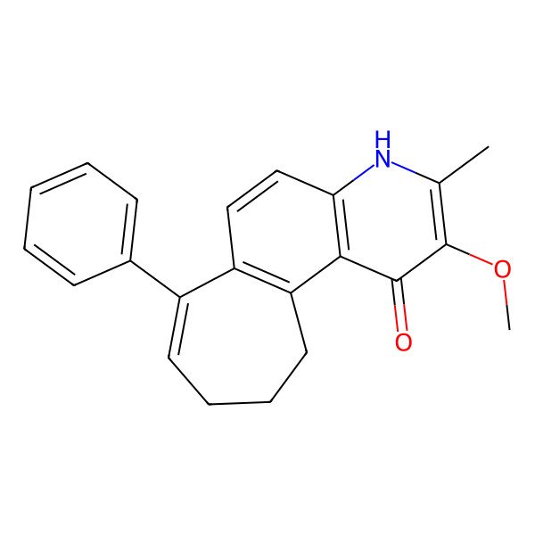 2D Structure of 4,9,10,11-Tetrahydro-2-methoxy-3-methyl-7-phenyl-1H-cyclohepta(f)quinolin-1-one