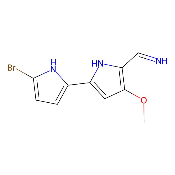 2D Structure of Methanamine, 1-(5-(5-bromo-1H-pyrrol-2-yl)-3-methoxy-2H-pyrrol-2-ylidene)-, (1Z)-