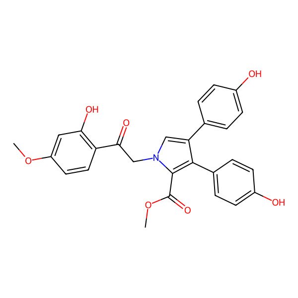 2D Structure of Methyl 1-[2-(2-hydroxy-4-methoxyphenyl)-2-oxoethyl]-3,4-bis(4-hydroxyphenyl)pyrrole-2-carboxylate