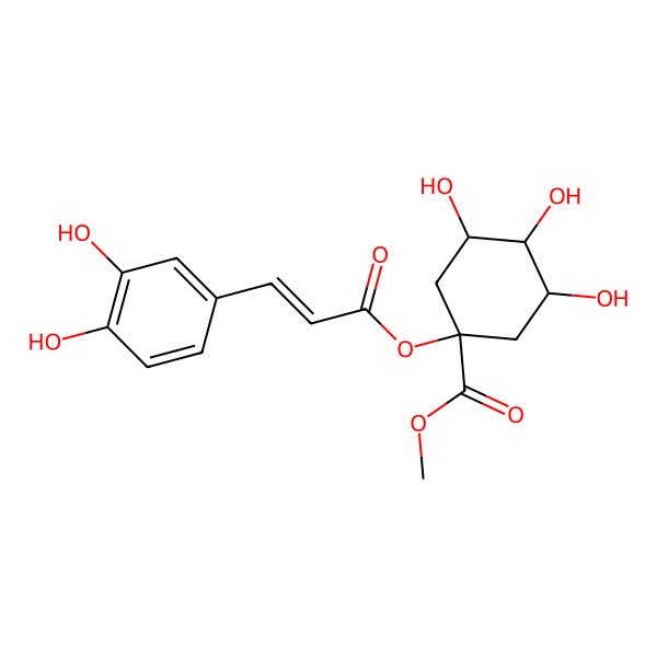 2D Structure of Methyl 1-[3-(3,4-dihydroxyphenyl)prop-2-enoyloxy]-3,4,5-trihydroxycyclohexane-1-carboxylate