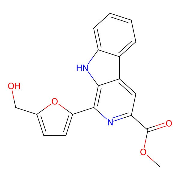 2D Structure of Methyl 1-[5-(hydroxymethyl)-2-furyl]-9H-beta-carboline-3-carboxylate