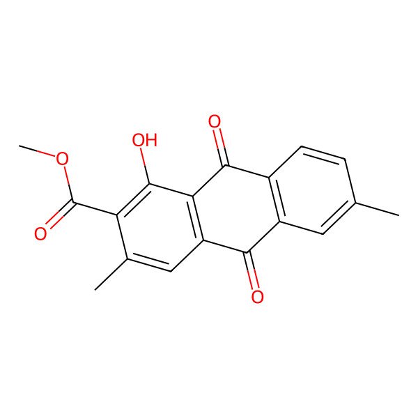 2D Structure of Methyl 1-hydroxy-3,6-dimethyl-9,10-dioxoanthracene-2-carboxylate