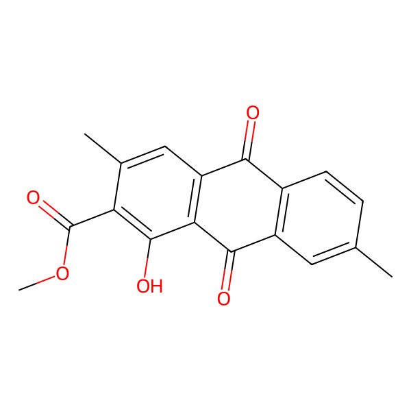 2D Structure of Methyl 1-hydroxy-3,7-dimethyl-9,10-dioxoanthracene-2-carboxylate
