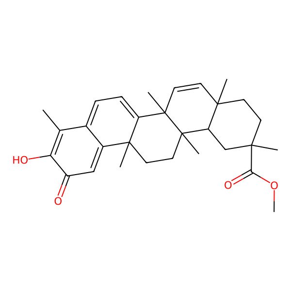 2D Structure of Methyl 10-hydroxy-2,4a,6a,6a,9,14a-hexamethyl-11-oxo-1,3,4,13,14,14b-hexahydropicene-2-carboxylate