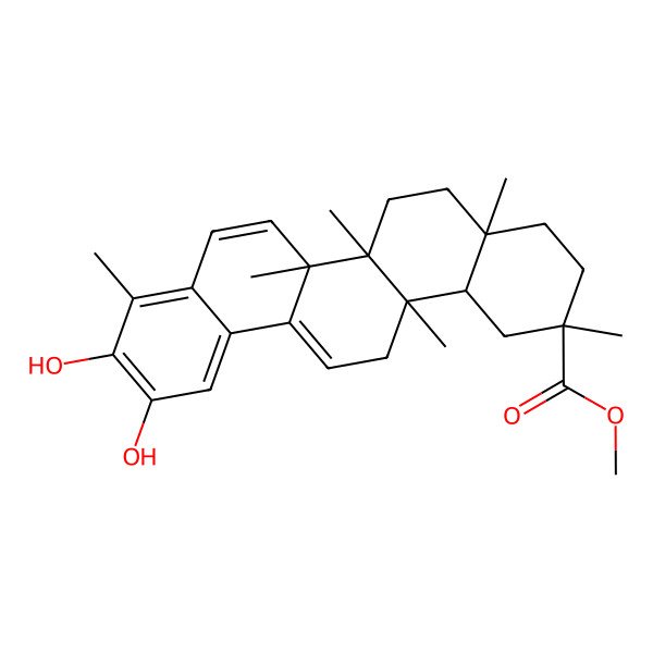 2D Structure of methyl 10,11-dihydroxy-2,4a,6a,6b,9,14a-hexamethyl-3,4,5,6,14,14b-hexahydro-1H-picene-2-carboxylate