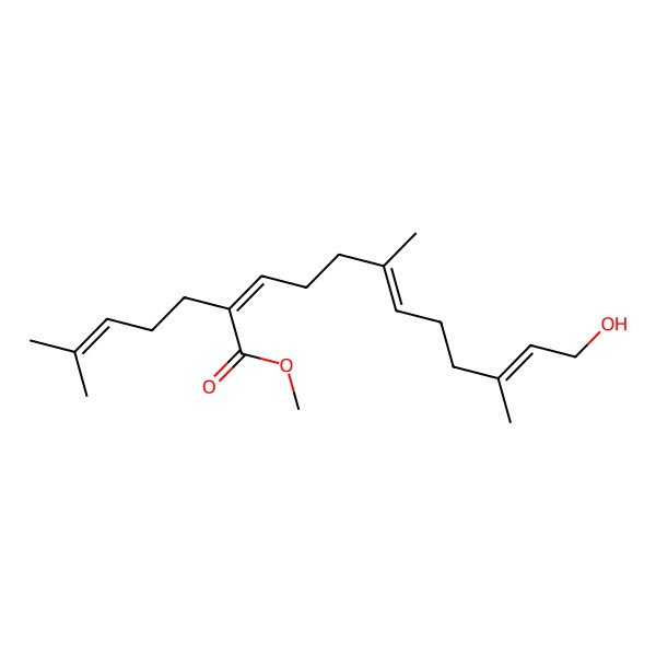 2D Structure of Methyl 12-hydroxy-6,10-dimethyl-2-(4-methylpent-3-enyl)dodeca-2,6,10-trienoate