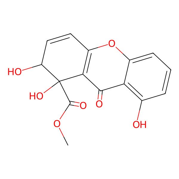 2D Structure of methyl 1,2,8-trihydroxy-9-oxo-2H-xanthene-1-carboxylate