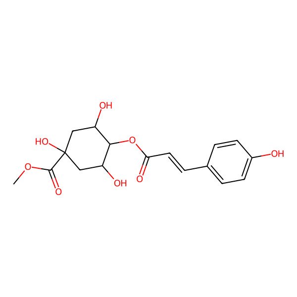 2D Structure of Methyl 1,3,5-trihydroxy-4-[3-(4-hydroxyphenyl)prop-2-enoyloxy]cyclohexane-1-carboxylate