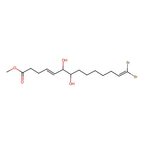 2D Structure of Methyl 14,14-dibromo-6,7-dihydroxytetradeca-4,13-dienoate