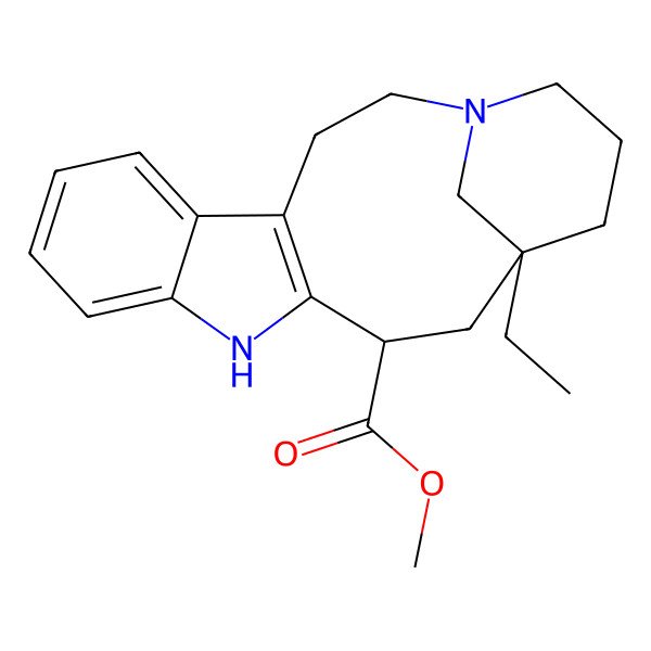 2D Structure of Methyl 15-ethyl-1,11-diazatetracyclo[13.3.1.04,12.05,10]nonadeca-4(12),5,7,9-tetraene-13-carboxylate