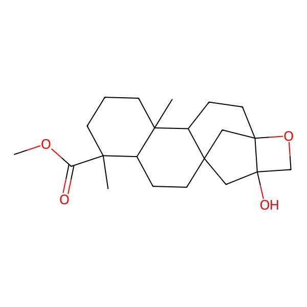 2D Structure of Methyl 15-hydroxy-5,9-dimethyl-17-oxapentacyclo[11.4.1.01,15.04,13.05,10]octadecane-9-carboxylate
