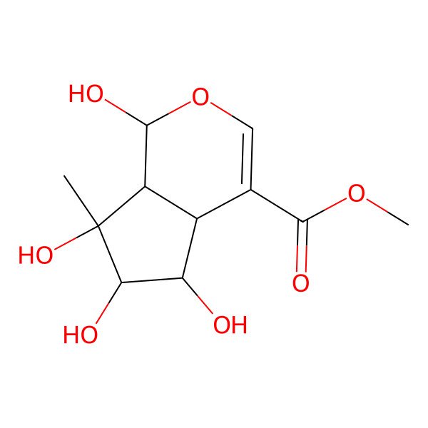 2D Structure of methyl 1,5,6,7-tetrahydroxy-7-methyl-4a,5,6,7a-tetrahydro-1H-cyclopenta[c]pyran-4-carboxylate