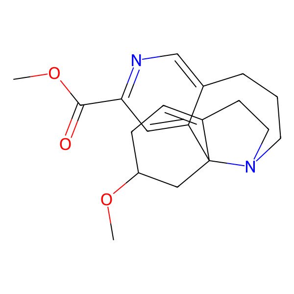 2D Structure of Methyl 17-methoxy-5,11-diazatetracyclo[9.7.0.01,14.02,7]octadeca-2,4,6,14-tetraene-4-carboxylate
