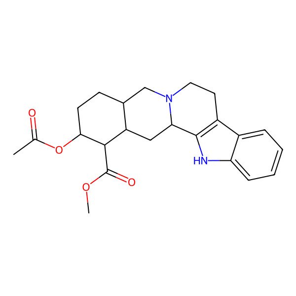 2D Structure of Methyl 18-acetyloxy-1,3,11,12,14,15,16,17,18,19,20,21-dodecahydroyohimban-19-carboxylate