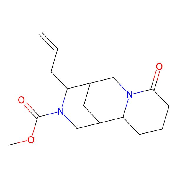 2D Structure of methyl (1R,2R,9R,10S)-6-oxo-10-prop-2-enyl-7,11-diazatricyclo[7.3.1.02,7]tridecane-11-carboxylate