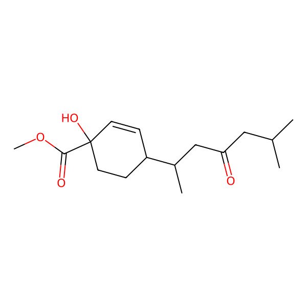 2D Structure of methyl (1R,4S)-1-hydroxy-4-[(2S)-6-methyl-4-oxoheptan-2-yl]cyclohex-2-ene-1-carboxylate