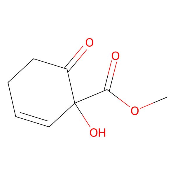 2D Structure of methyl (1S)-1-hydroxy-6-oxocyclohex-2-ene-1-carboxylate