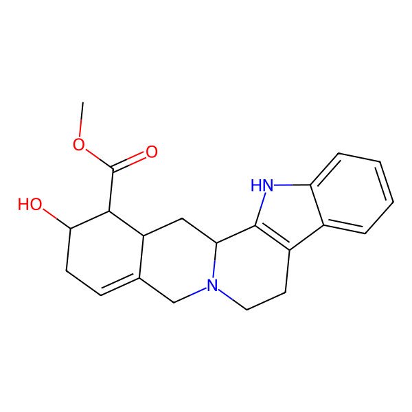 2D Structure of methyl (1S,18S,19S,20R)-18-hydroxy-1,3,11,12,14,17,18,19,20,21-decahydroyohimban-19-carboxylate