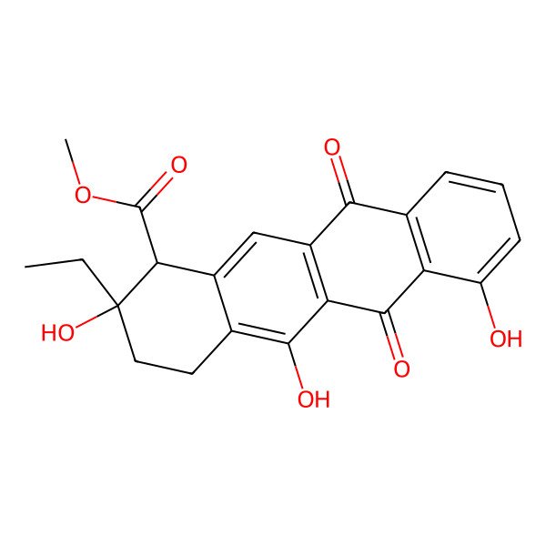 2D Structure of methyl (1S,2R)-2-ethyl-2,5,7-trihydroxy-6,11-dioxo-3,4-dihydro-1H-tetracene-1-carboxylate