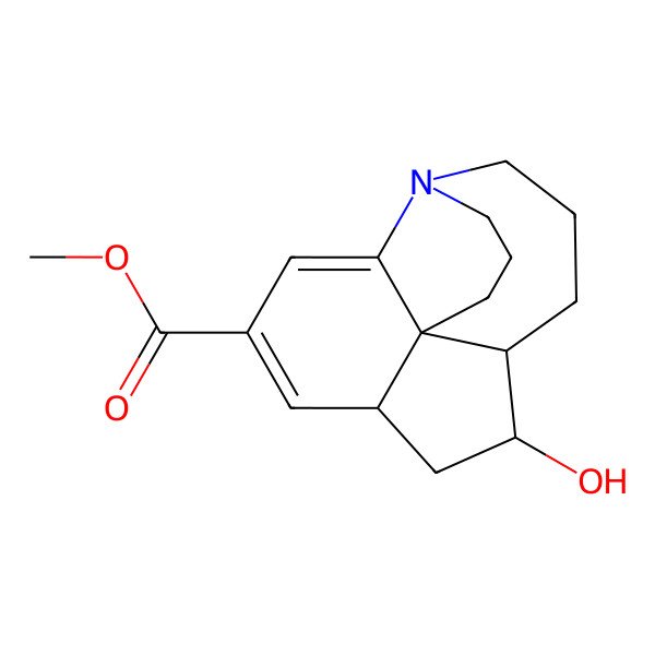 2D Structure of methyl (1S,6R,8S,9S)-8-hydroxy-13-azatetracyclo[7.7.0.01,6.02,13]hexadeca-2,4-diene-4-carboxylate