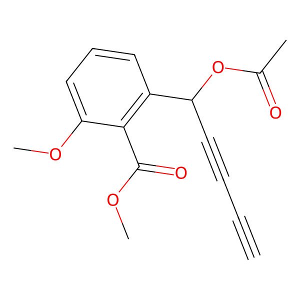 2D Structure of Methyl 2-(1-acetyloxypenta-2,4-diynyl)-6-methoxybenzoate