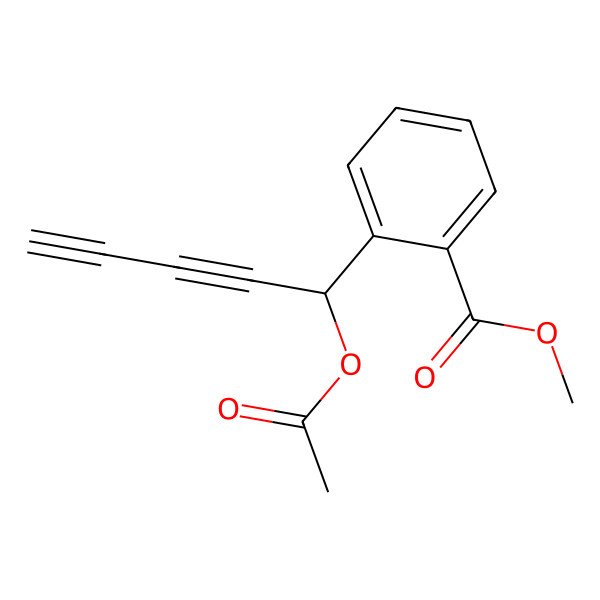 2D Structure of Methyl 2-(1-acetyloxypenta-2,4-diynyl)benzoate