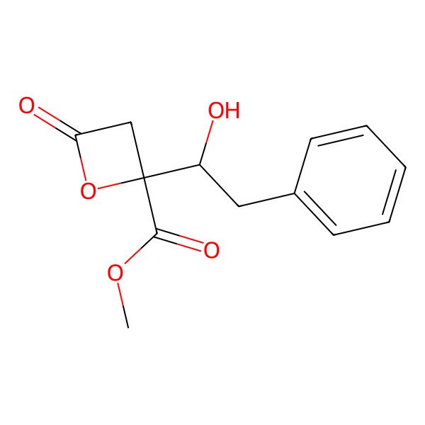2D Structure of Methyl 2-(1-hydroxy-2-phenylethyl)-4-oxooxetane-2-carboxylate
